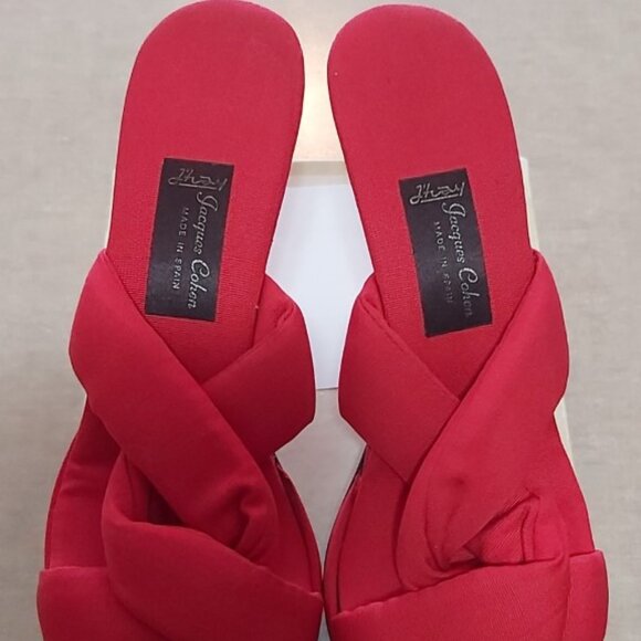 JACQUES COHEN VINTAGE RED PARTY SHOES FOR BERGDORF GOODMAN ON5IVE. SIZE 8. - Picture 6 of 9